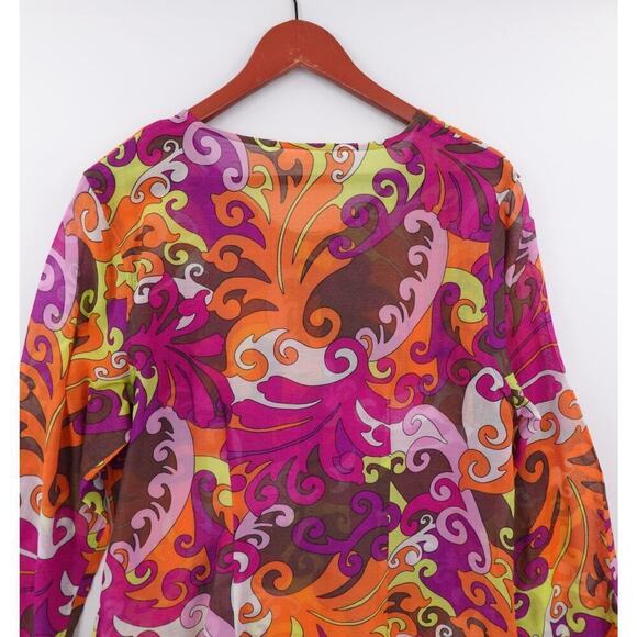 Athleta Dress Medium Multi Tunic Cover Up Mod Psychedelic Leaves Resort - Picture 6 of 14